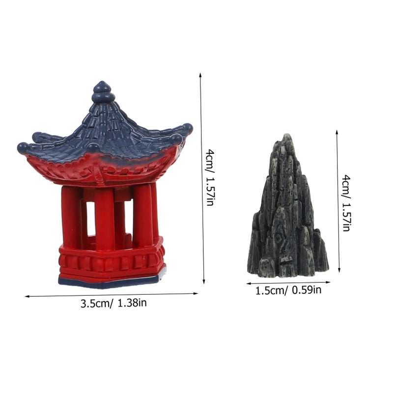 Micro Landscape Mountain Pavilion Ornament Set For Bonsai And Miniature Garden Decor - Image 3