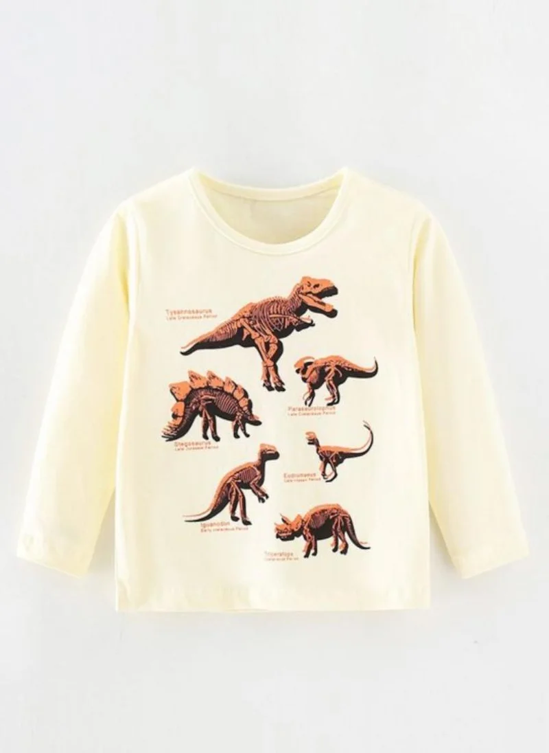 YUNIQEE Cream Graphic Printed Round Neck T-shirt