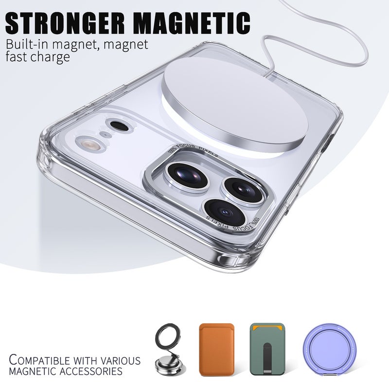 for iPhone 17 Pro Max Case Compatible with MagSafe,Magnetic Phone Case for iPhone 17 Pro Max,Skin-Friendly Hybrid TPU Hard Back Matte Cover,N52 Built-in Magnets,Metal Camera Frame Shockproof Case Clear - Image 2