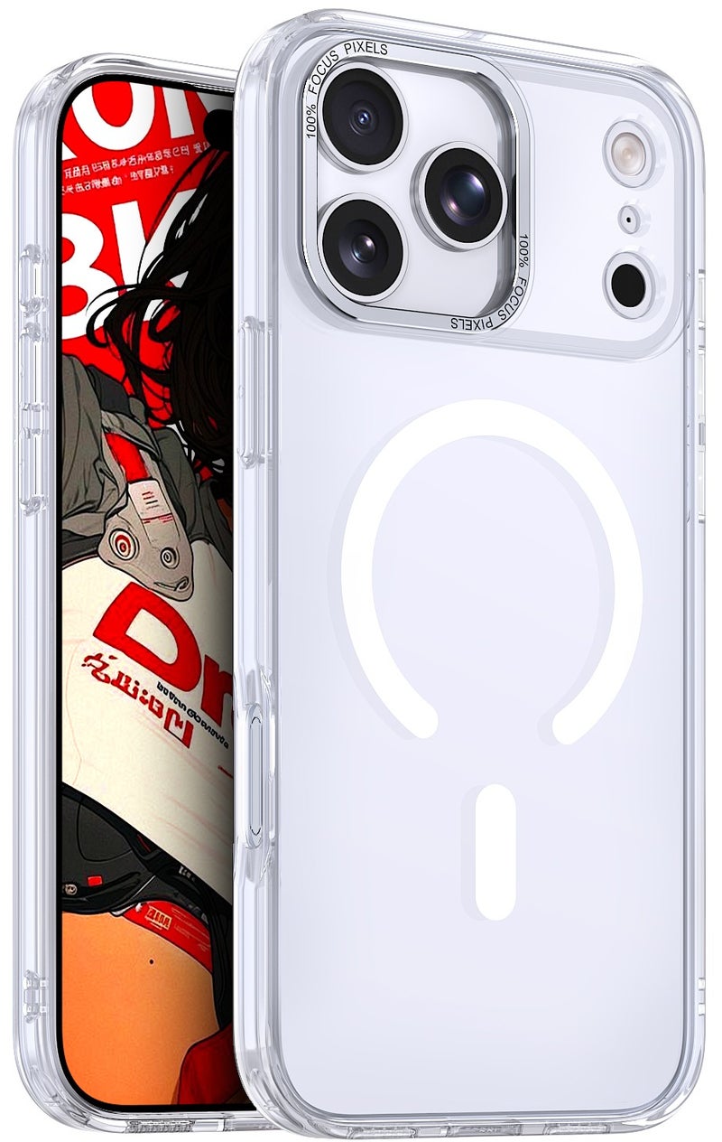 for iPhone 17 Pro Max Case Compatible with MagSafe,Magnetic Phone Case for iPhone 17 Pro Max,Skin-Friendly Hybrid TPU Hard Back Matte Cover,N52 Built-in Magnets,Metal Camera Frame Shockproof Case Clear - Image 1