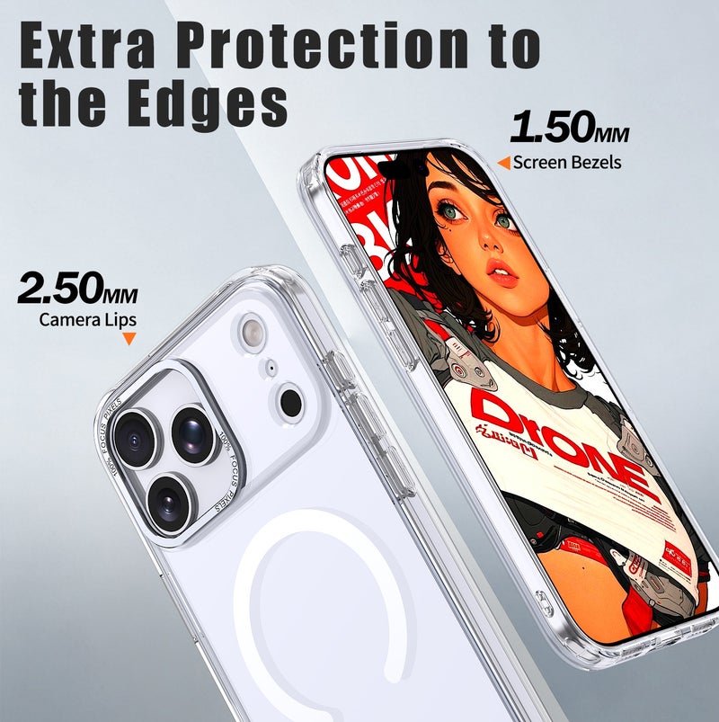 for iPhone 17 Pro Max Case Compatible with MagSafe,Magnetic Phone Case for iPhone 17 Pro Max,Skin-Friendly Hybrid TPU Hard Back Matte Cover,N52 Built-in Magnets,Metal Camera Frame Shockproof Case Clear - Image 4