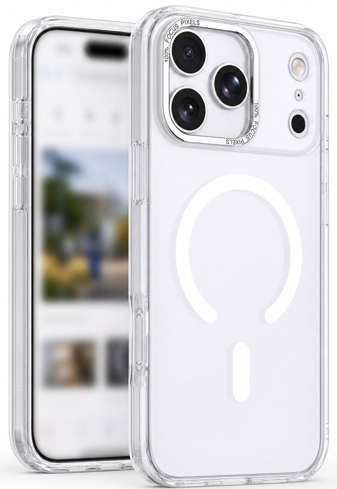 for iPhone 17 Pro Max Case Compatible with MagSafe,Magnetic Phone Case for iPhone 17 Pro Max,Skin-Friendly Hybrid TPU Hard Back Matte Cover,N52 Built-in Magnets,Metal Camera Frame Shockproof Case Clear - Image 1
