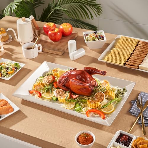 Meideal 18" x 12" Large Serving Platters Set of 2, Porcelain Heavy-Duty Large Serving Trays, White Rectangular Plates for Turkey, Food, Fruit, Party, Wedding, Christmas, Chip and Scratch Resistant - Image 5