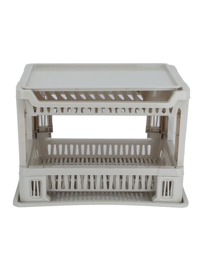 برووف حامل أطباق بلاستيكي مكون من طبقتين 42 × 39 سم، بيج - Image 1