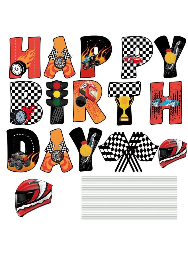 Memorywuu 18 Pcs Race Car Happy Birthday Yard Signs with Stakes, 16 Inches Birthday Party Decorations for Boys Girls, Colorful Outdoor Lawn Signs Decorations for Birthday Party - Image 3