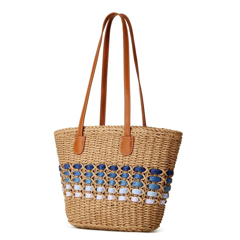 Caistre Womenâ€™s Tote Bag Straw Beach Shoulder Handbag Fashion Purse 2026 Summer Vacation Travel Woven Top Handle Bag - Image 3