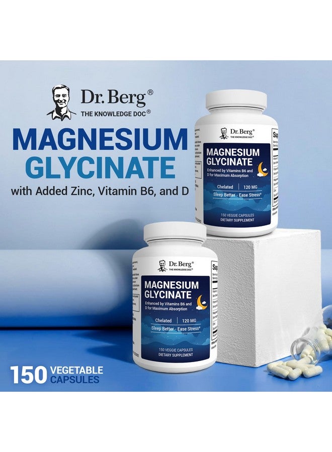 Dr. Berg Nutritionals Dr. Berg Magnesium Glycinate with Vitamin D, B6 & Zinc for Stress Relief, Calm, Relaxation, & Good Sleep* - 120 mg Per Magnesium Supplement Capsule - Chelated Magnesium Glycinate - 150 Caps - Image 4