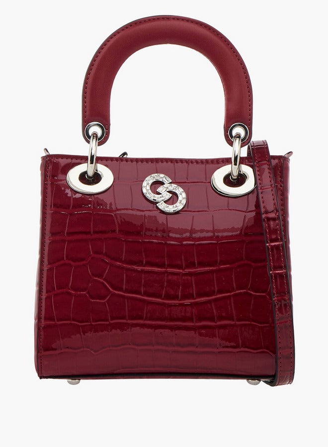 سيليست حقيبة توت بنقوش مع حزام قابل للفصل وإغلاق بأزرار - Image 1