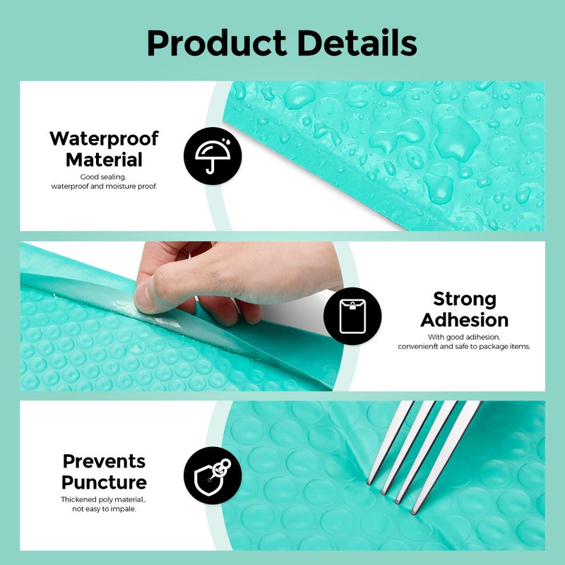 مترونيك METRONIC Bubble Mailers 8.5 × 11 بوصة 40 حزمة أزرق مخضر مقاوم للماء فقاعات بريدية مبطنة مغلفات مبطنة من البوليستر لملابس الهدايا وكتب الماكياج ومستلزمات الأعمال الصغيرة - Image 5