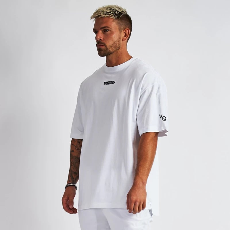 Vanquish Men'S Oversized T-Shirt Gym Sports Fitness Cotton Round Neck Loose Short Sleeve - Image 5