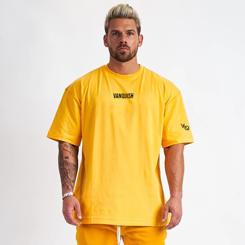 Vanquish Men'S Oversized T-Shirt Gym Sports Fitness Cotton Round Neck Loose Short Sleeve - Image 2