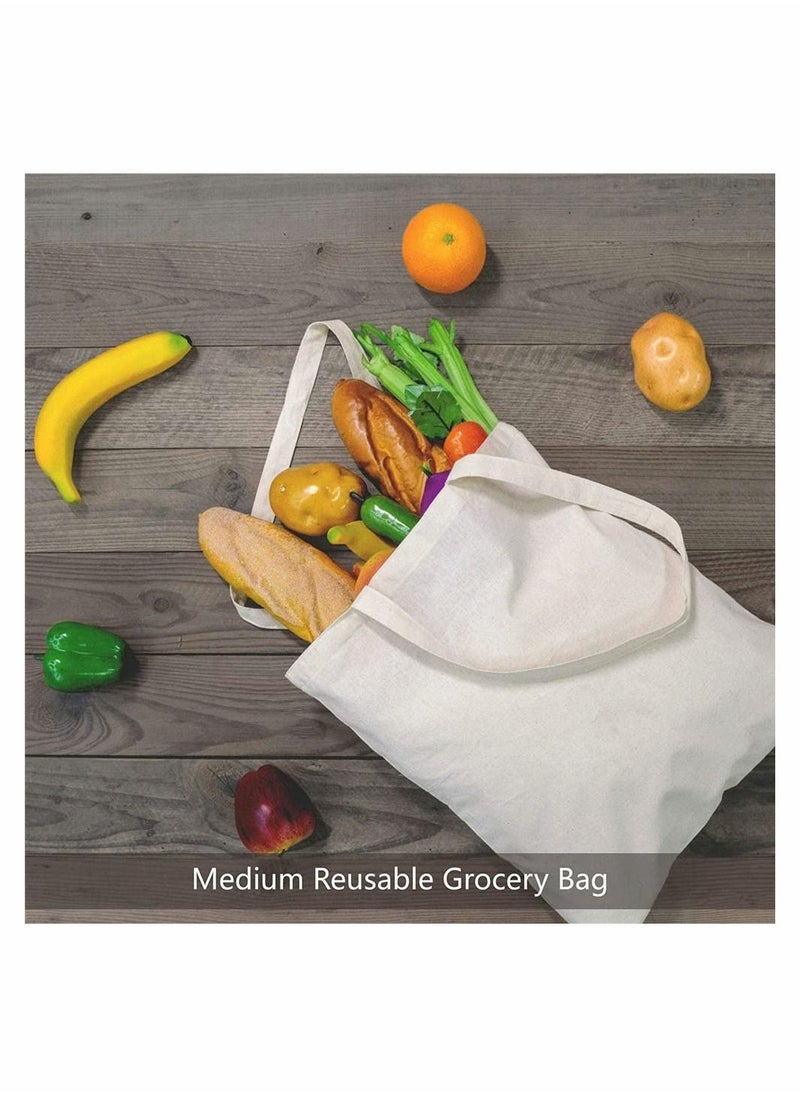 Generic - 5 Pack Economical Cotton Tote Bag, Lightweight Medium Reusable Grocery Shopping Cloth Bags, Suitable for DIY, Advertising, Promotion, Gift, Giveaway, Activity (Beige) - Image 1
