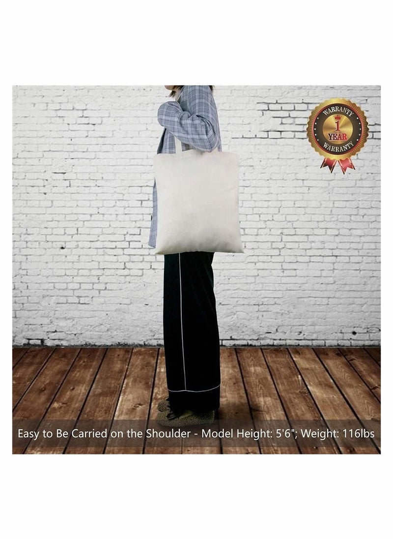 Generic - 5 Pack Economical Cotton Tote Bag, Lightweight Medium Reusable Grocery Shopping Cloth Bags, Suitable for DIY, Advertising, Promotion, Gift, Giveaway, Activity (Beige) - Image 1