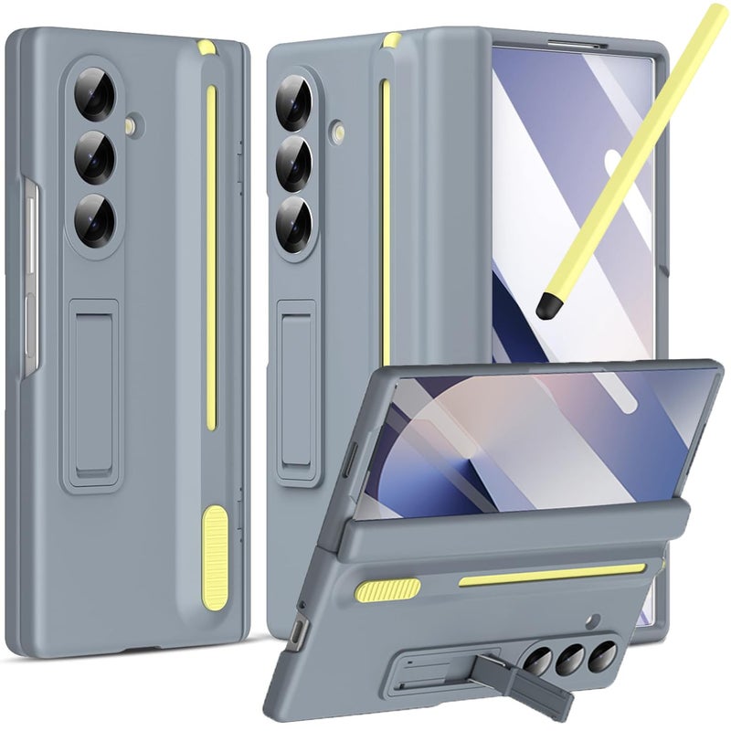 NINKI for Samsung Z Fold 5 Case with S Pen Holder & Stylus and Hidden Kickstand,Protective Hinge Screen Protector Matte Phone Cover for Samsung Galaxy Z Fold 5 Case with S Pen Slot and Stand â€“ Gray - Image 1