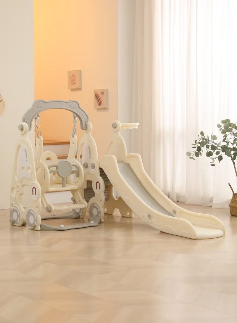 فول جوي مجموعة زحليقة وأرجوحة مع حلقة كرة سلة 3*1 للأطفال،مجموعة ملعب داخلي وخارجي للأطفال الصغار،مجموعة ألعاب تسلق للأطفال - Image 1