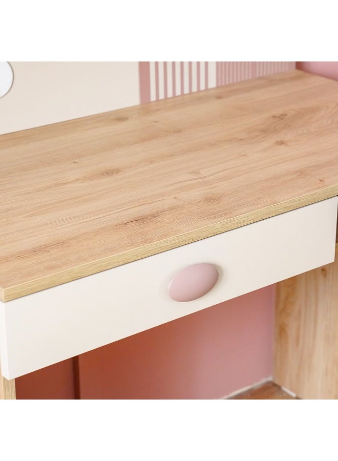 DANUBE HOME مكتب دراسة زيتا بدرج واحد مع رف - أبيض فاتح ووردي - أثاث مكتبي أنيق للمنزل والدراسة - خشب مصنّع - الحجم: L100.2xW55xH149.5cm - مثالي للأطفال والمراهقين - Image 5