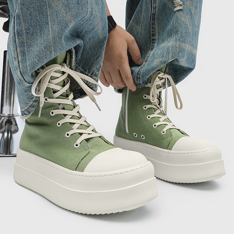 2025 New High-Top Men''s and Women''s High-End Side Zipper Heightening Couple Shoes 18459 Orange-J - Image 1