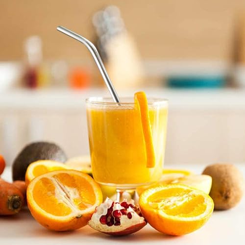 ANNVCHI 16 Pack of Reusable Stainless Steel Metal Straws, 8 Straight + 8 Bent 8.5 inch Metal Straws with 2 Cleaning Brushes, Straw Compatible with 20oz Stanley Cup - Image 4