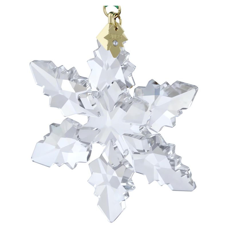 Swarovski Annual Edition 2024 Snowflake Ornament  Clear Faceted Crystal with Gold-Tone Metal Accents and Green Rayon Ribbon  Part of The Annual Edition Collection - Image 3
