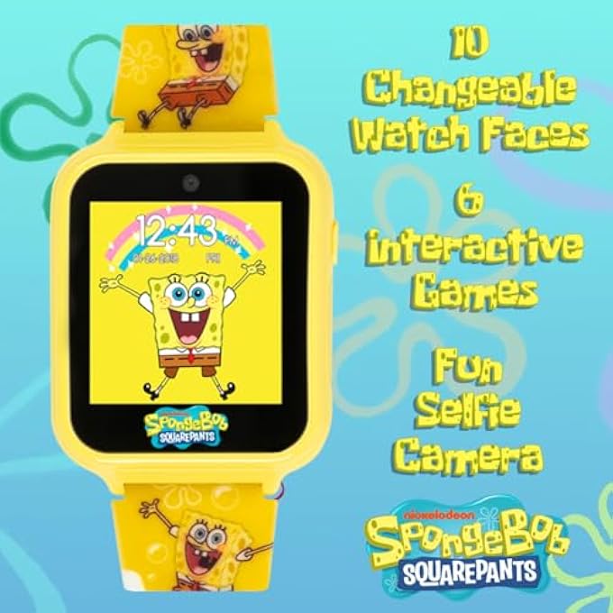 rayihni Spongebob Squarepants Kids Smart Watch Touchscreen With Camera Games Stopwatch Alarm Fitness Tracker Photo Video Recorder – Fits Wrist Sizes 5.5" To 8" - Image 2