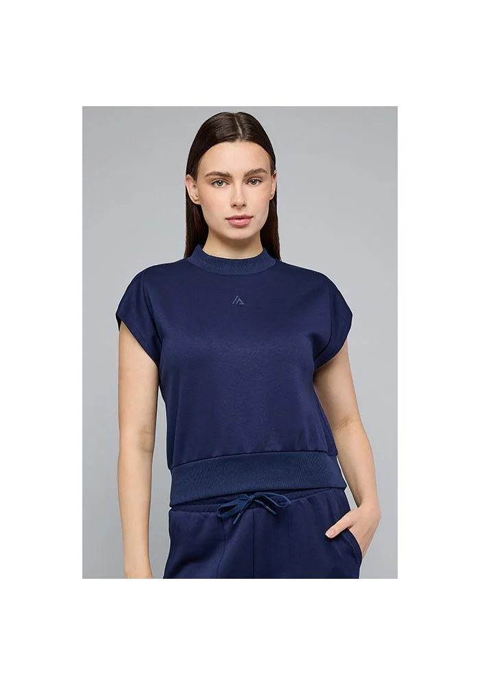 R&b Solid Top with Mock Neck and Short Sleeves