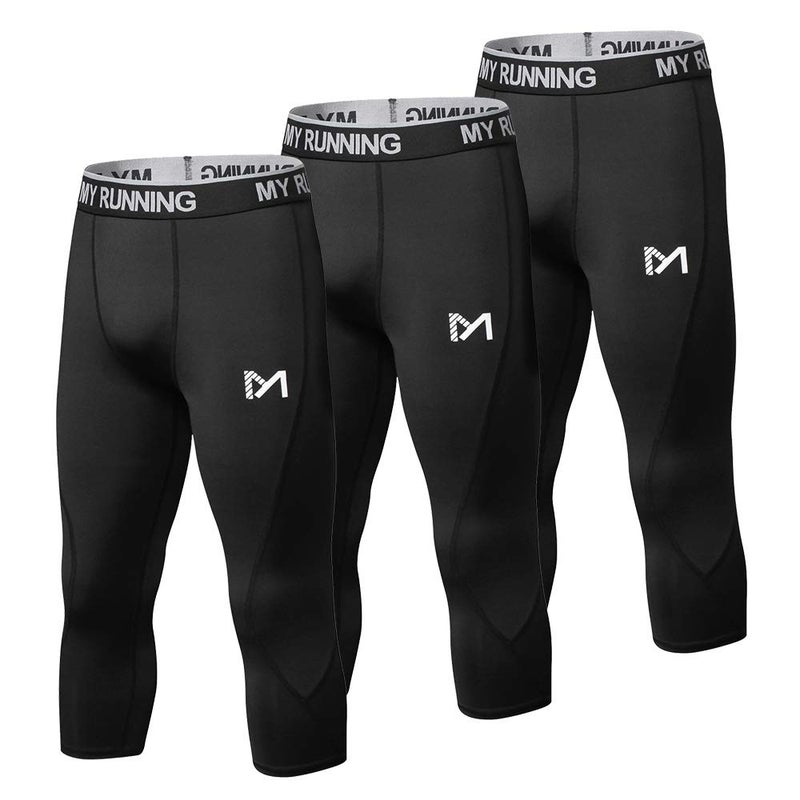 MEETYOO Men's 3/4 Compression Pants Leggings Tights, Cool Dry Sport Workout HeatGear Capri Base Layer - Image 5