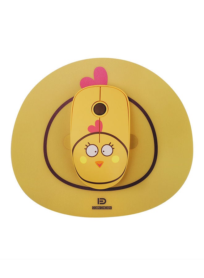 NIBEMINENT Cute Cartoon Style 2.4G Wireless Mouse With Mat Low Power Consumption Yellow - Image 1