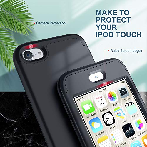 ULAK حافظة ULAK متوافقة مع iPod Touch 7/6/5، غلاف واقي ثقيل الوزن مقاوم للصدمات لجهاز Apple iTouch من الجيل 5/6/7 (أحدث طراز)، أسود - Image 4