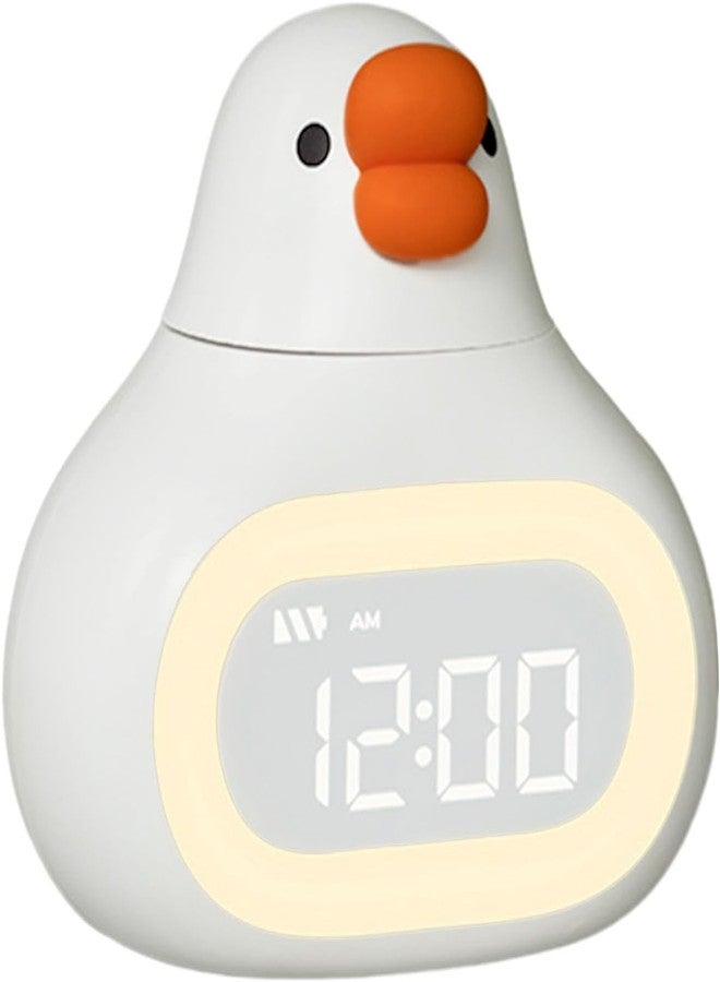 HEEJ Cute Duck Digital Alarm Clock for Kids, Silicone Night Light Sleep Trainer, USB Rechargeable Bedside Lamp with Dual Alarms, Snooze & Countdown Timer, Kawaii Room Decor for Toddlers Boys & Girls - Image 1
