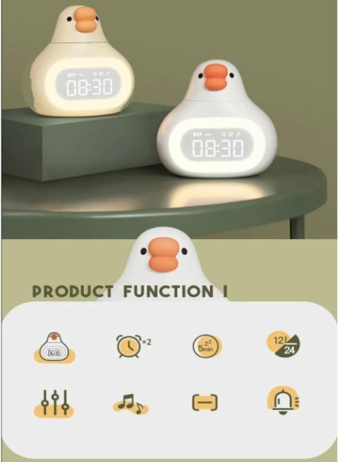 HEEJ Cute Duck Digital Alarm Clock for Kids, Silicone Night Light Sleep Trainer, USB Rechargeable Bedside Lamp with Dual Alarms, Snooze & Countdown Timer, Kawaii Room Decor for Toddlers Boys & Girls - Image 4