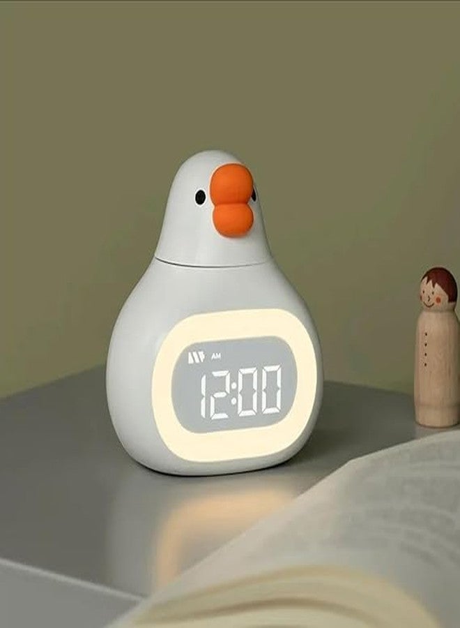 HEEJ Cute Duck Digital Alarm Clock for Kids, Silicone Night Light Sleep Trainer, USB Rechargeable Bedside Lamp with Dual Alarms, Snooze & Countdown Timer, Kawaii Room Decor for Toddlers Boys & Girls - Image 2