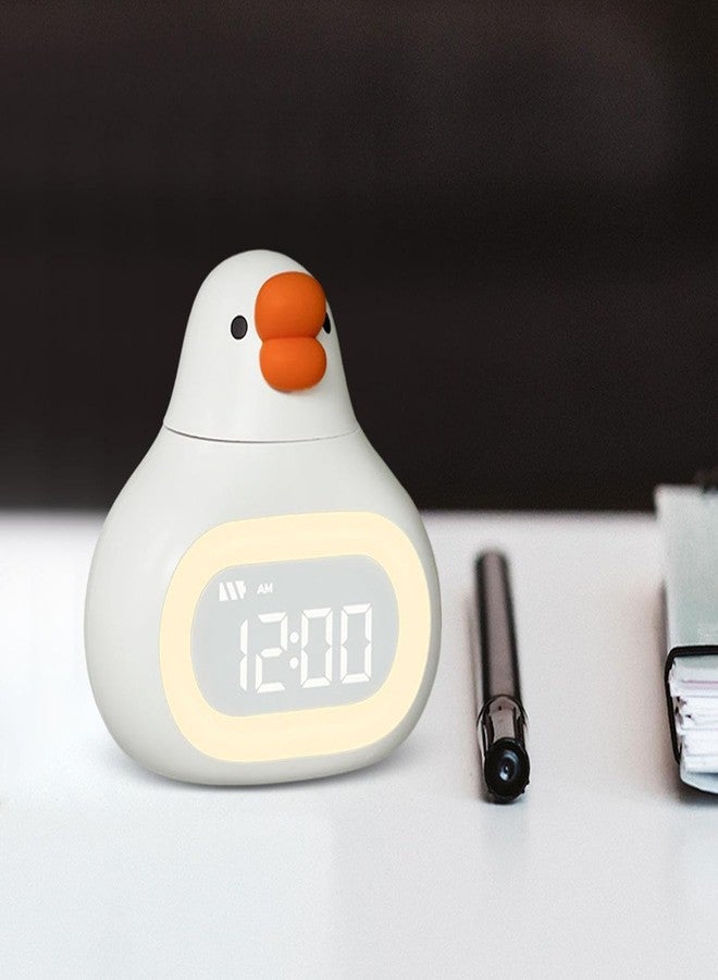 HEEJ Cute Duck Digital Alarm Clock for Kids, Silicone Night Light Sleep Trainer, USB Rechargeable Bedside Lamp with Dual Alarms, Snooze & Countdown Timer, Kawaii Room Decor for Toddlers Boys & Girls - Image 3