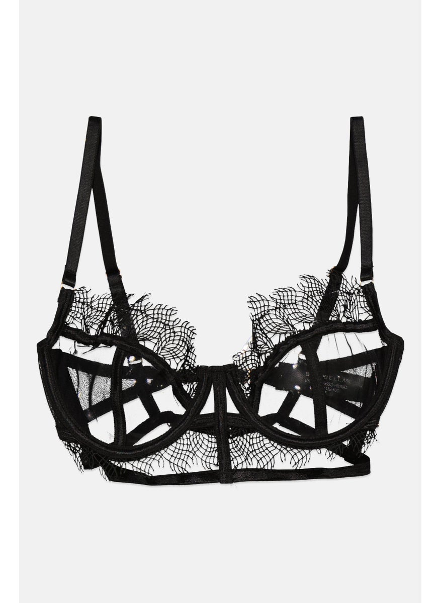 BLUEBELLA Women Non Padded Underwired Lace Bra, Black  - Image 1