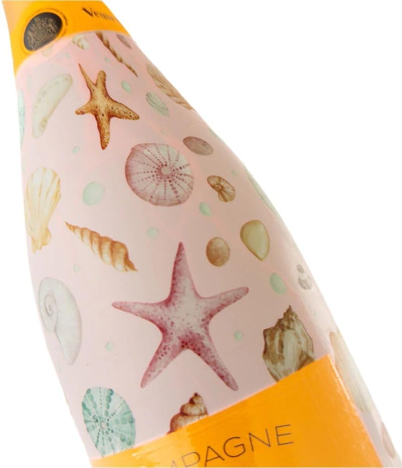 beaubottles Pink Seashells Wrap for Champagne – Veuve Edition – Custom Wine Bottle Labels for Celebrations, Birthdays, Gifting – Fits 750ml Bottles – Personalized Wine Label Sleeve - Image 1