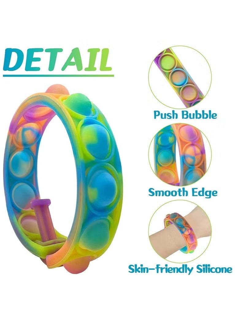 مجموعة من 24 قطعة من أساور البوب ​​الفقاعية، ألعاب فيدجيت للحفلات، أساور سيليكون للأصابع، هدايا للطلاب في الفصول الدراسية، حشوات لحقائب الهدايا، هدايا عيد ميلاد للأطفال (ألوان عشوائية) - Image 4