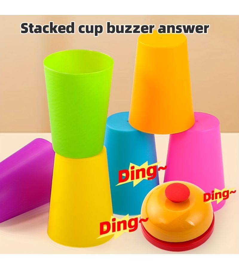 12 Cups 54 Cards 1 Clapping Bell Card Dual Battle Clock Cup Stacking Puzzle Toy Enhances Reaction Time And Memory Promotes Brain Development Parent Interactive Puzzle Game - Image 4