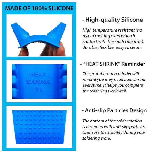 ZYRELYNX Upgraded Silicone Soldering Stand, Helping Hands Soldering Station, Soldering Wire Holder with 6 Slots - Third Hand Soldering Iron Stand for 32AWG to 12AWG Wires(Only Stand), Blue, 1 Pcs - Image 3