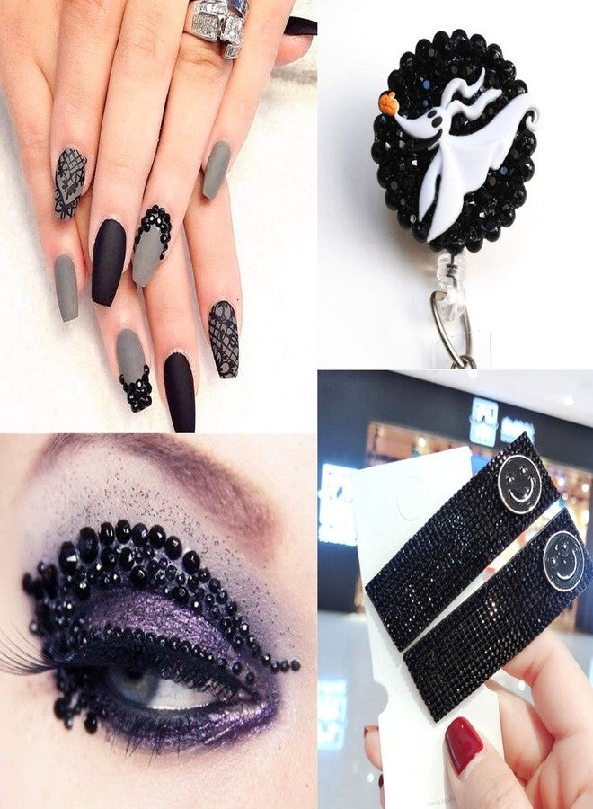 AD Beads 4300 Pieces Flat Back Nail Art Rhinestones Round Beads 6 Sizes (2-6.5mm) with Storage Organizer Box,Rhinestones Picking Pen for Nail Art Phone Decorations Crafts DIY (Black) - Image 5