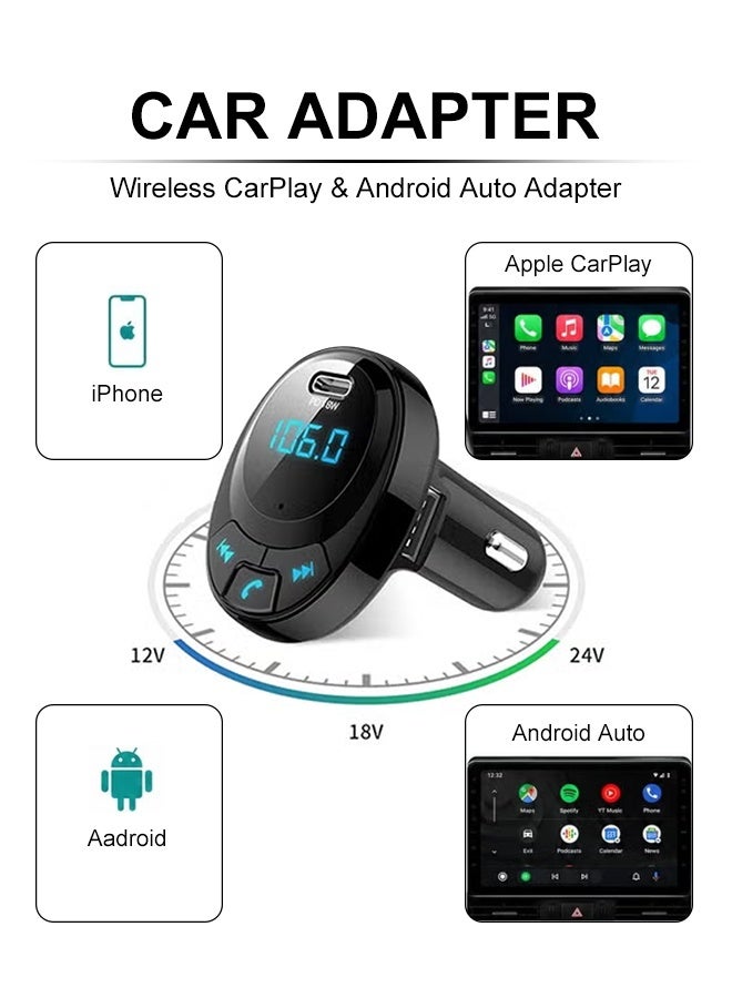 DUNISO Car Bluetooth MP3 Player with Led Display,PD 18W and Dual USB,Car Radio Adapter Charger Support Hand-Free Calling,Wireless FM Transmitter Support TF Card & USB Disk - Image 1