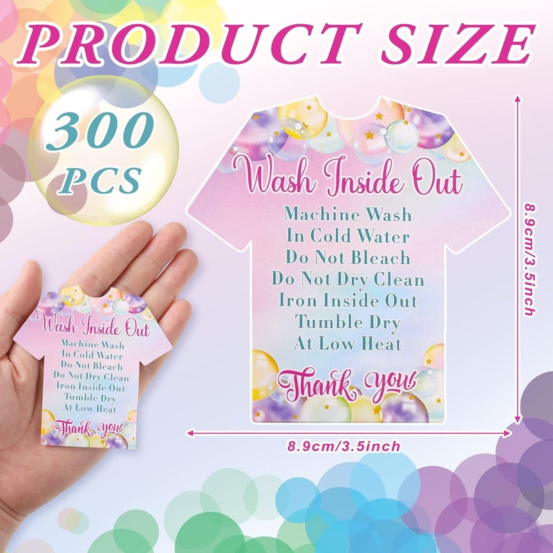 Sinmoe 300 Pieces T Shirt Washing Instructions Cards Customer Direction Shirt Care Wash Instructions Cards Small Business Supplies for Home Business Gifts - Image 2