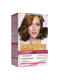 L'OREAL PARIS Excellence Crème Permanent Hair Color 5.3, Light Golden Brown  - Image 1