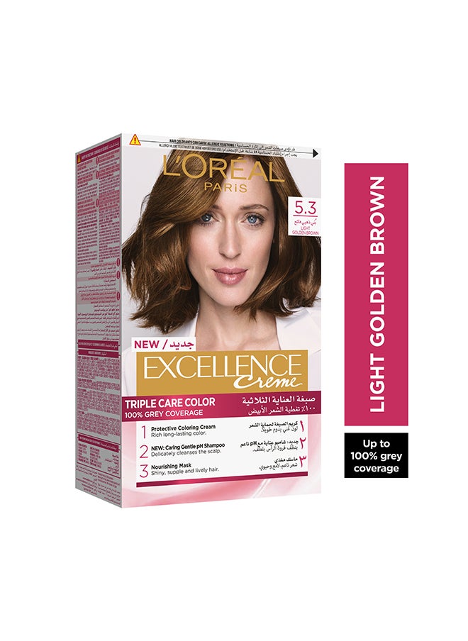 L'OREAL PARIS صبغة الشعر الدائمة Excellence Crème 5.3، بني ذهبي فاتح  - Image 2