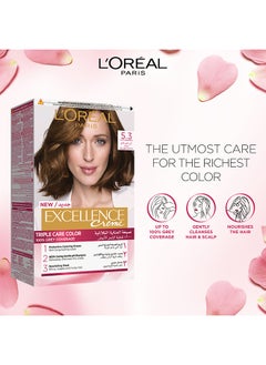 L'OREAL PARIS Excellence Crème Permanent Hair Color 5.3, Light Golden Brown  - Image 3