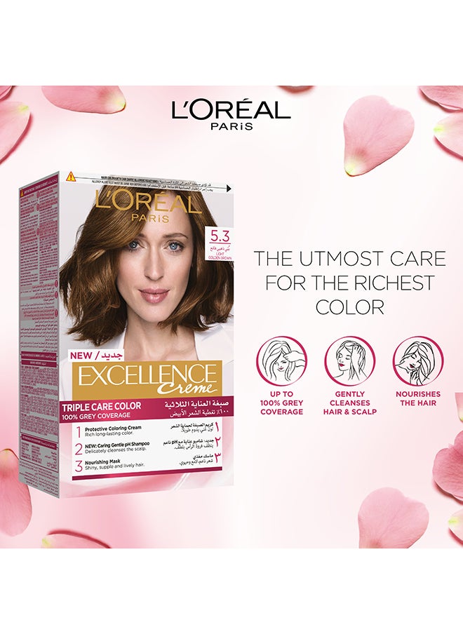 L'OREAL PARIS صبغة الشعر الدائمة Excellence Crème 5.3، بني ذهبي فاتح  - Image 3