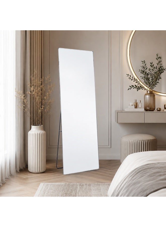 alsaada home Rectangular Wall Mounted Decor Mirror with Metal Frame, 160x50 cm - SILVER - Image 2