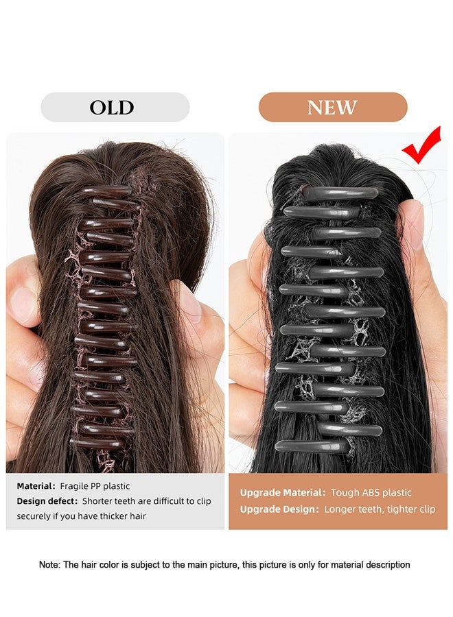 سوفي وصلات شعر ذيل الحصان القابلة للتثبيت - مظهر طبيعي مع أطراف مقلوبة، آمنة وسهلة الارتداء (أسود) - Image 2