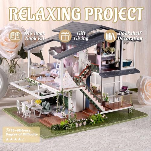 Flever Dollhouse Miniature DIY House Kit Creative Room with Furniture for Romantic Artwork Gift (Monet Garden) - Image 4