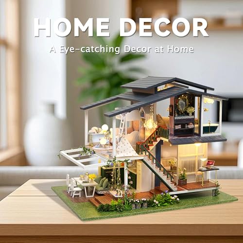 Flever Dollhouse Miniature DIY House Kit Creative Room with Furniture for Romantic Artwork Gift (Monet Garden) - Image 5