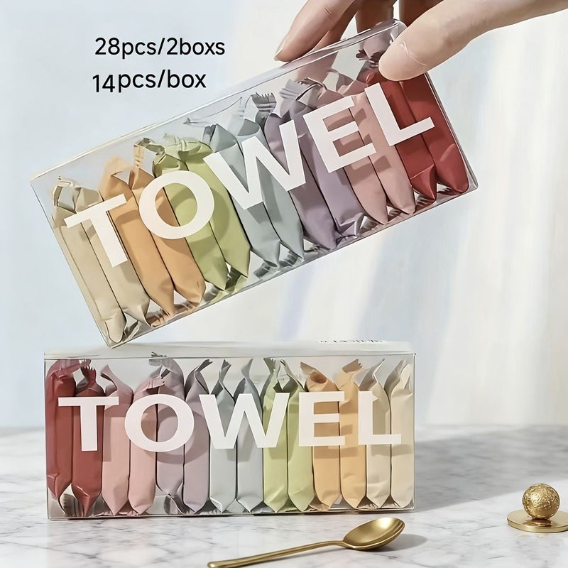 Portable Compressed Towels 14pcs Box Disposable Face Wipes Reusable Cleaning Cloths Makeup Remover Travel Use - Image 1