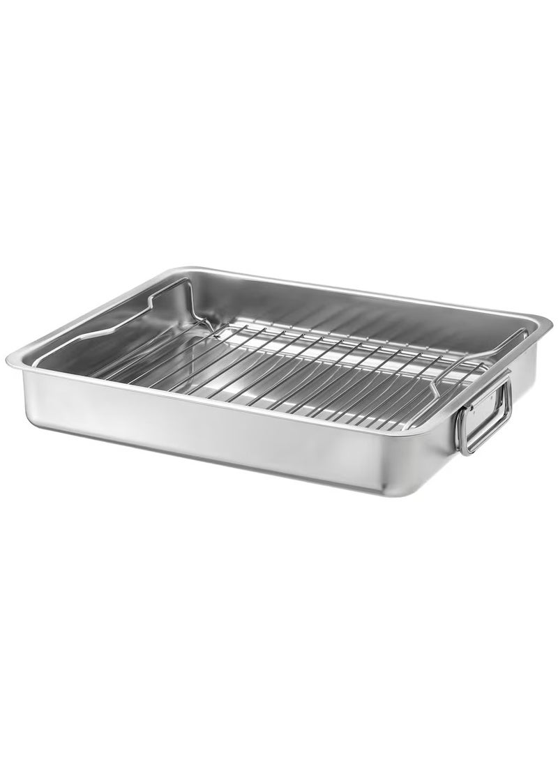 Roasting Tin with Grill Rack for Oven and Barbeque Stainless Steel 40x32 cm - pzsku/ZF66E70519961A2A93CB3Z/45/_/1737320628/60444768-921e-47d4-9c19-6ee78de96190